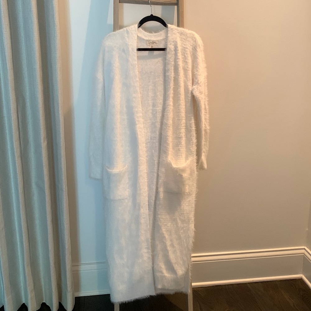 Jessica Simpson winter white duster sweater
